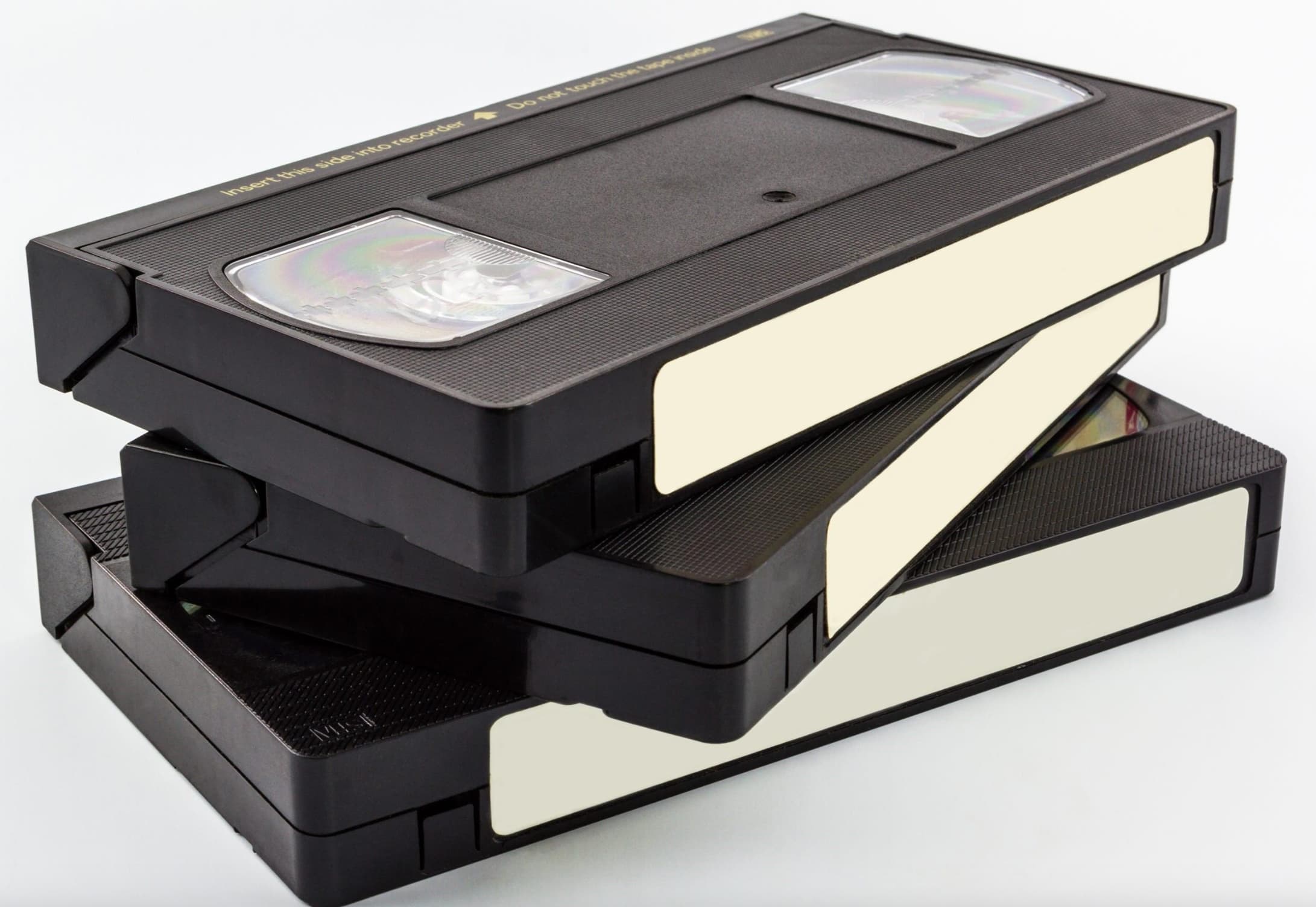 old vhs tapes - Insert this side into recorder Do not touch the age